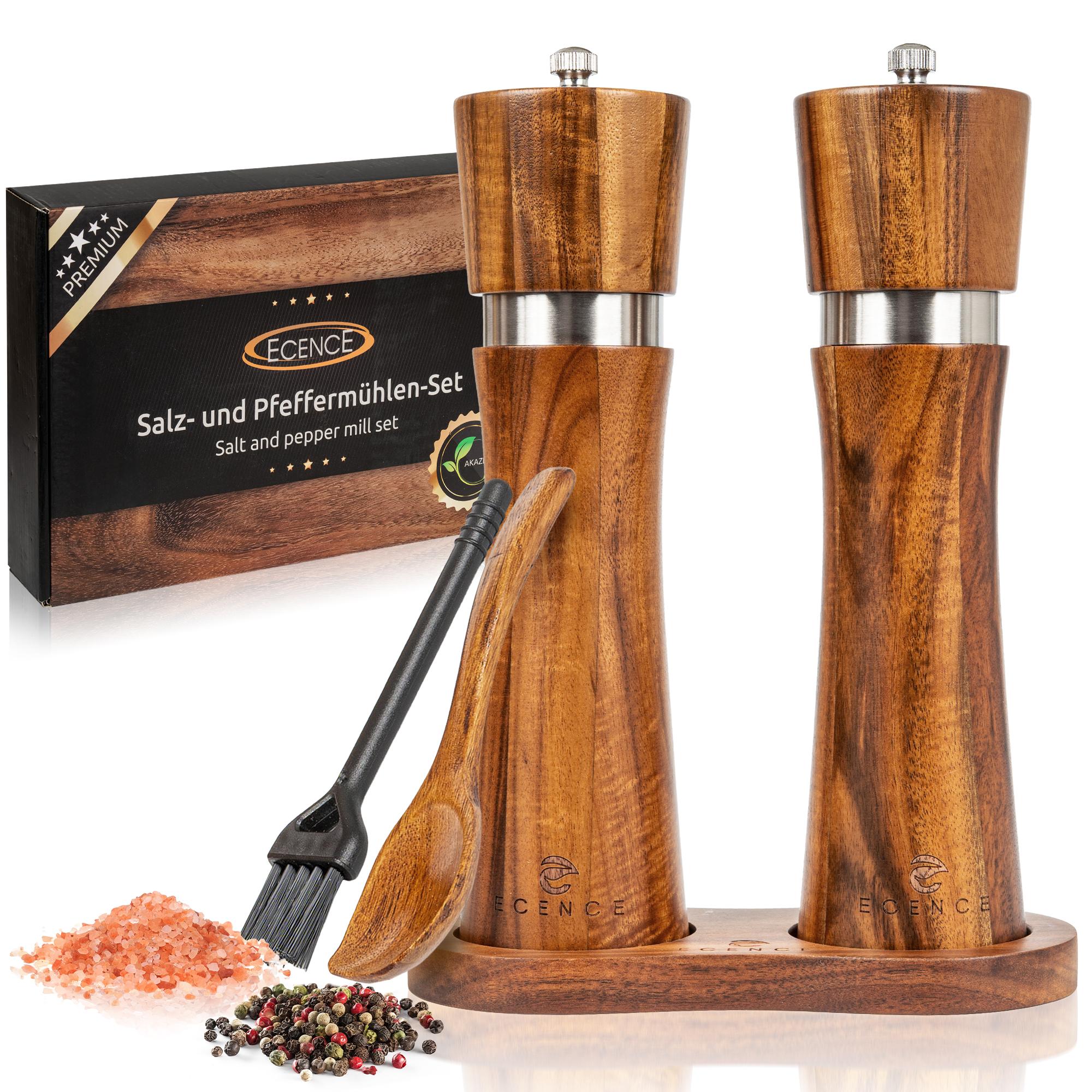 Salz und Pfeffermühle Holz 2er Set Pfeffer und Salzmühle Akazienholz Gewürzmühle mit