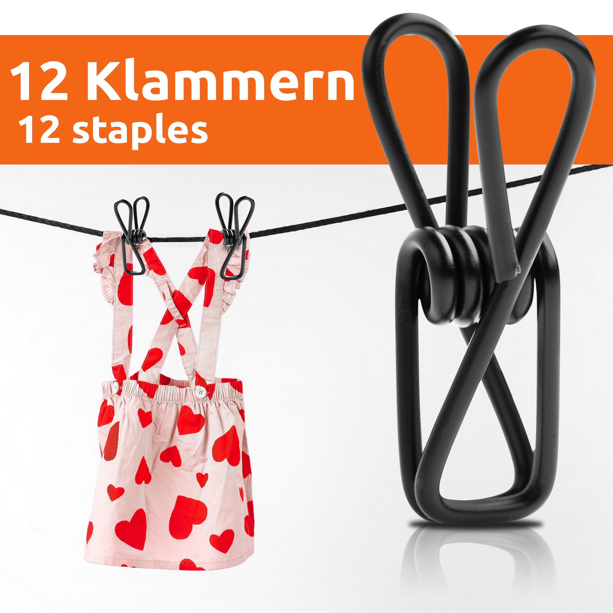 Camping Wäscheleine Mit 12 Klammern - Elastisch 1,8-3 M, Praktisch Für Reise & Outdoor