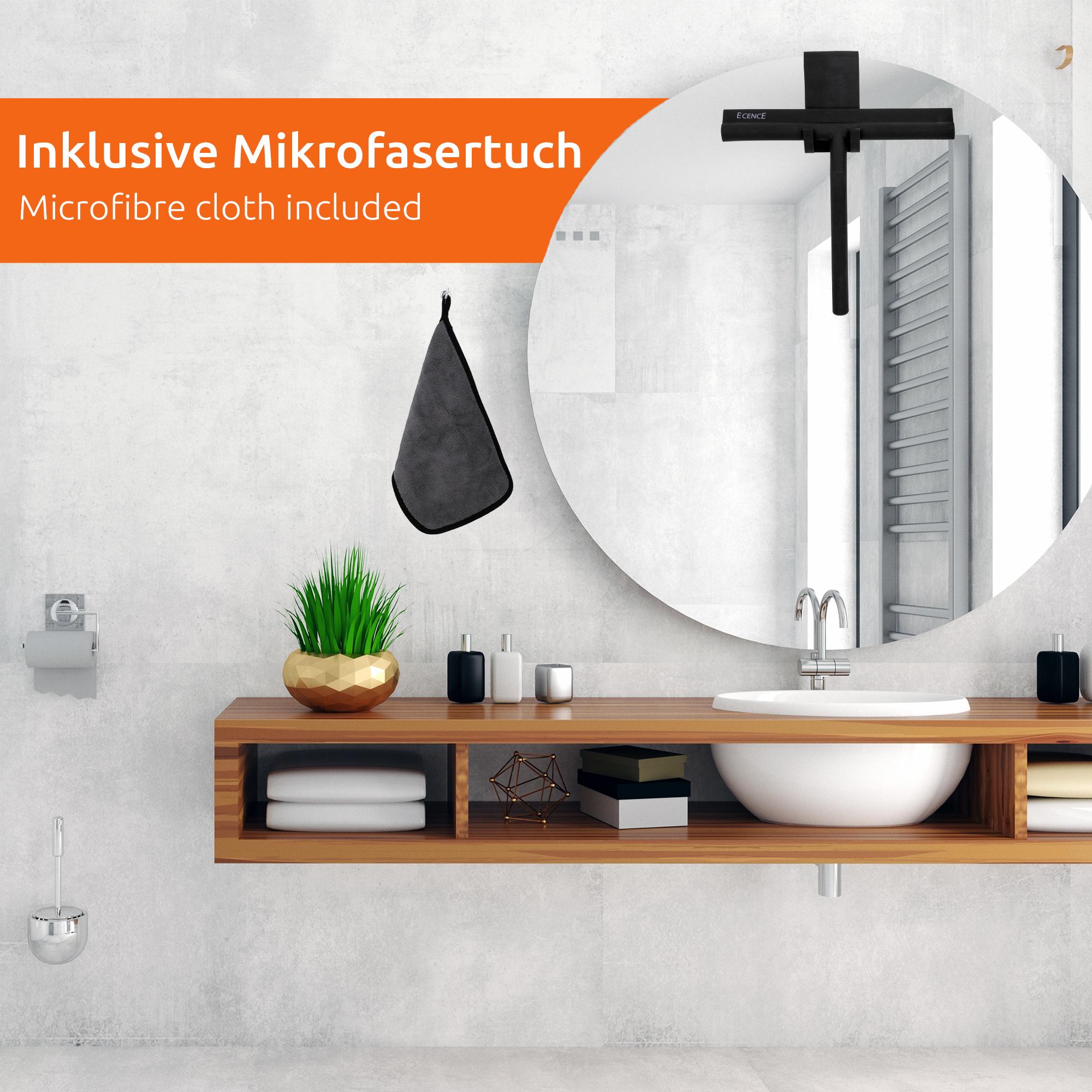 Duschabzieher Silikon Fenster-Glas-Abzieher Dusche + Aufhängung +  Mikrofasertuch 21cm