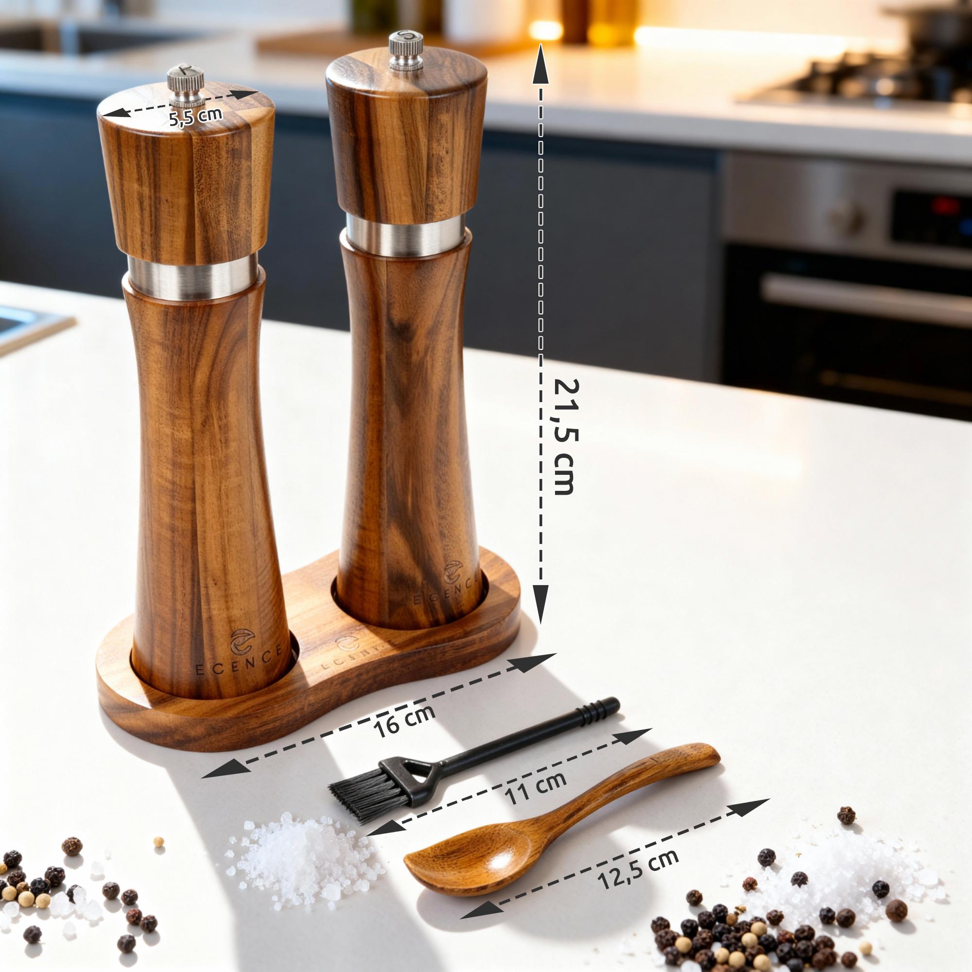 Salz und Pfeffermühle Holz 2er Set Pfeffer und Salzmühle Akazienholz Gewürzmühle