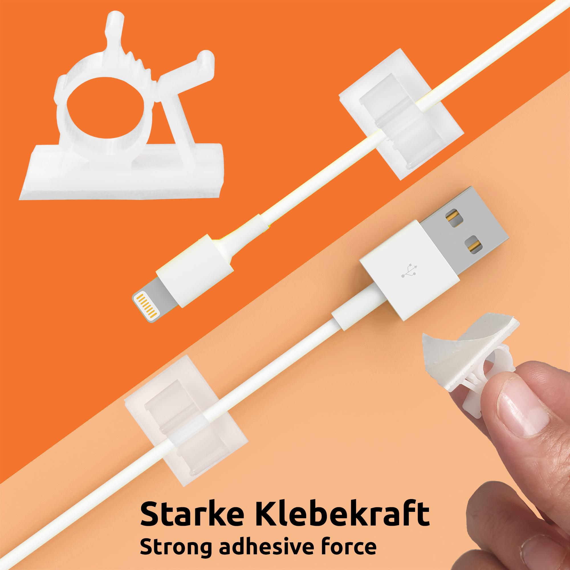 50 Stück Kabelhalter Selbstklebend - 3M Kleber Transparent Kabelmanagement
